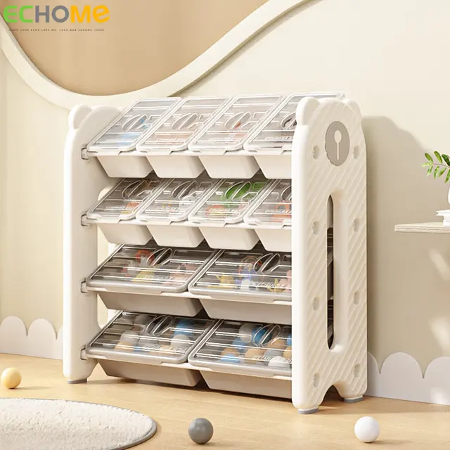 Gyerekek Játéktároló Állvány Rajzfilm Alakú Többrétegű Vastagság Nagy Kapacitás Szervező Polcok Nappali Otthoni Bútorok - Image 6