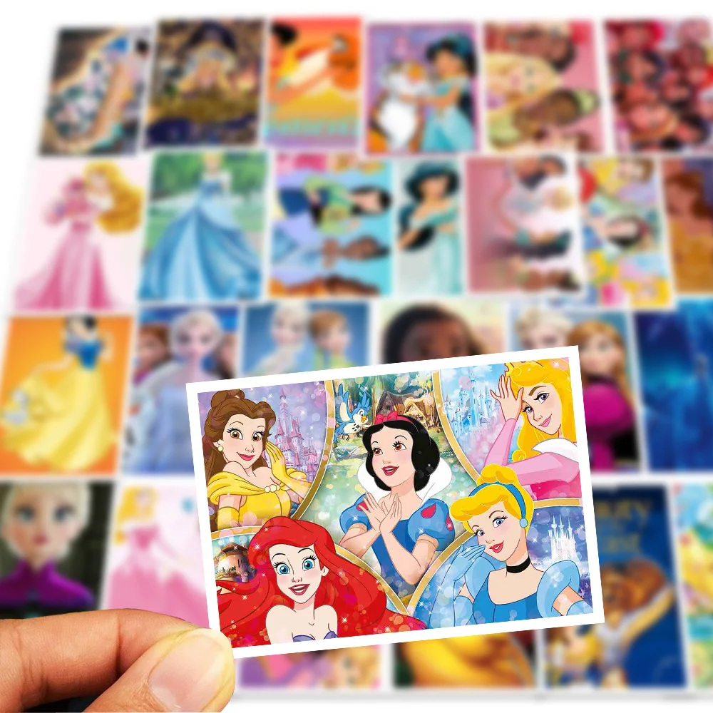 50/100pcs Disney Princesses Mixed Kawaii Stickers Graffiti Decals