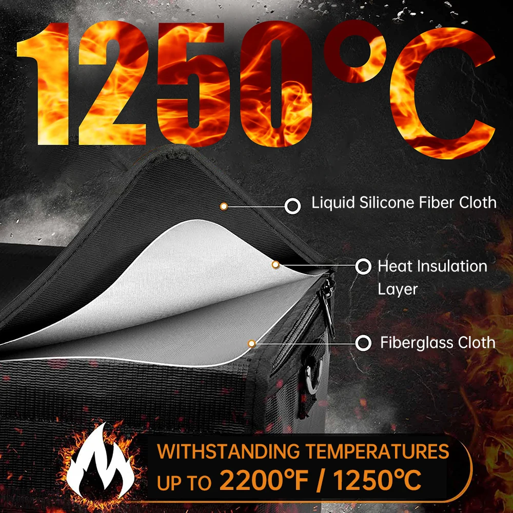 Sac Ignifuge Batterie RC 41x12x13cm - Protection Feu/Eau