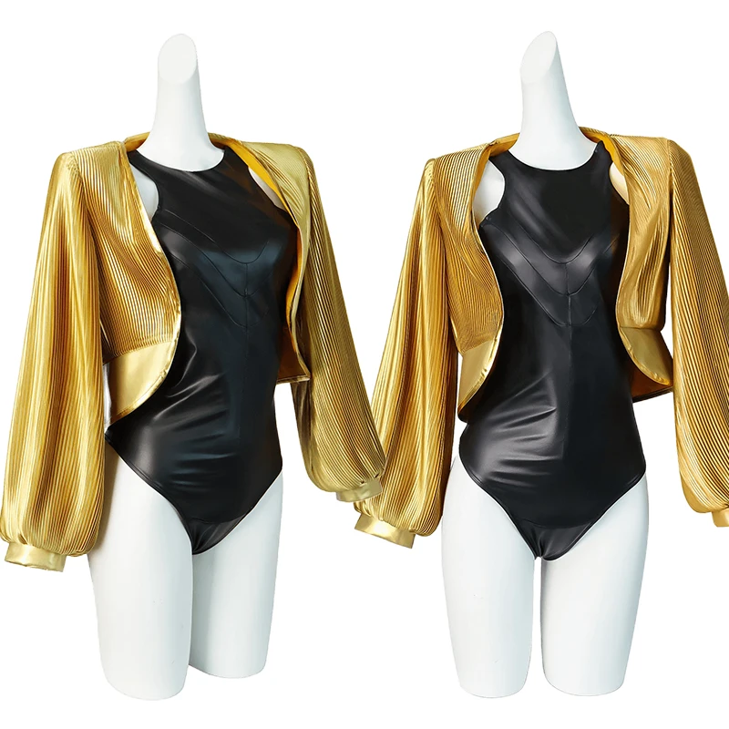 

Game Atomic Heart Natasha Cosplay Costume Twins Dancers Long Golden Halloween Jumpsuit Coat For Wome