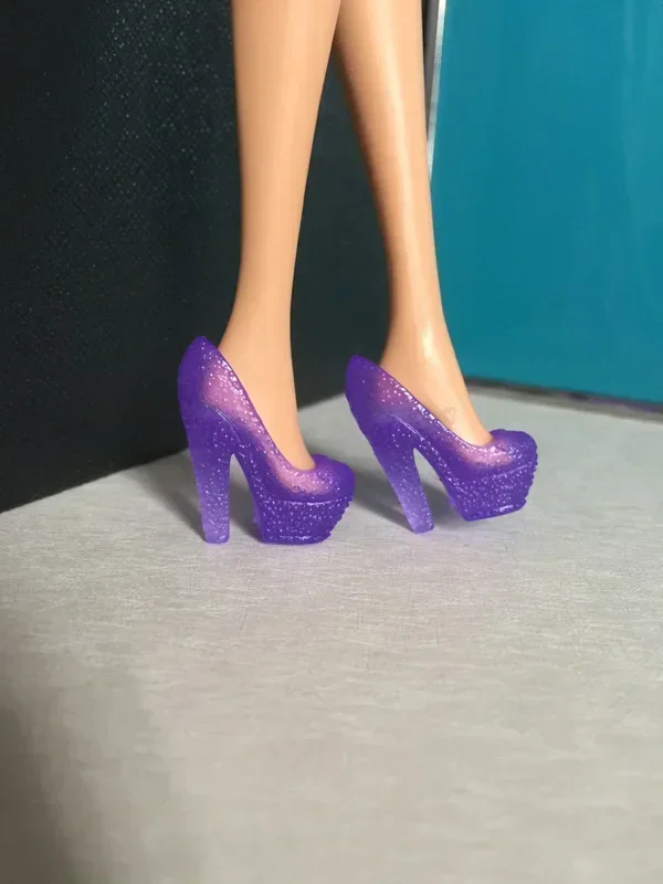Stylish Black and Red High Heel Doll Shoes