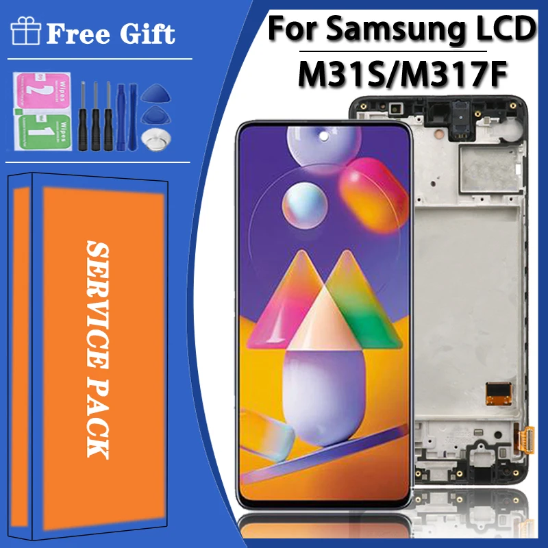 Фото ЖК-дисплей Super AMOLED M31S для Samsung M31s SM-M317F M317F/DS, ЖК-дисплей с сенсорным экраном и дигитайзером в сборе, панель с рамкой №1