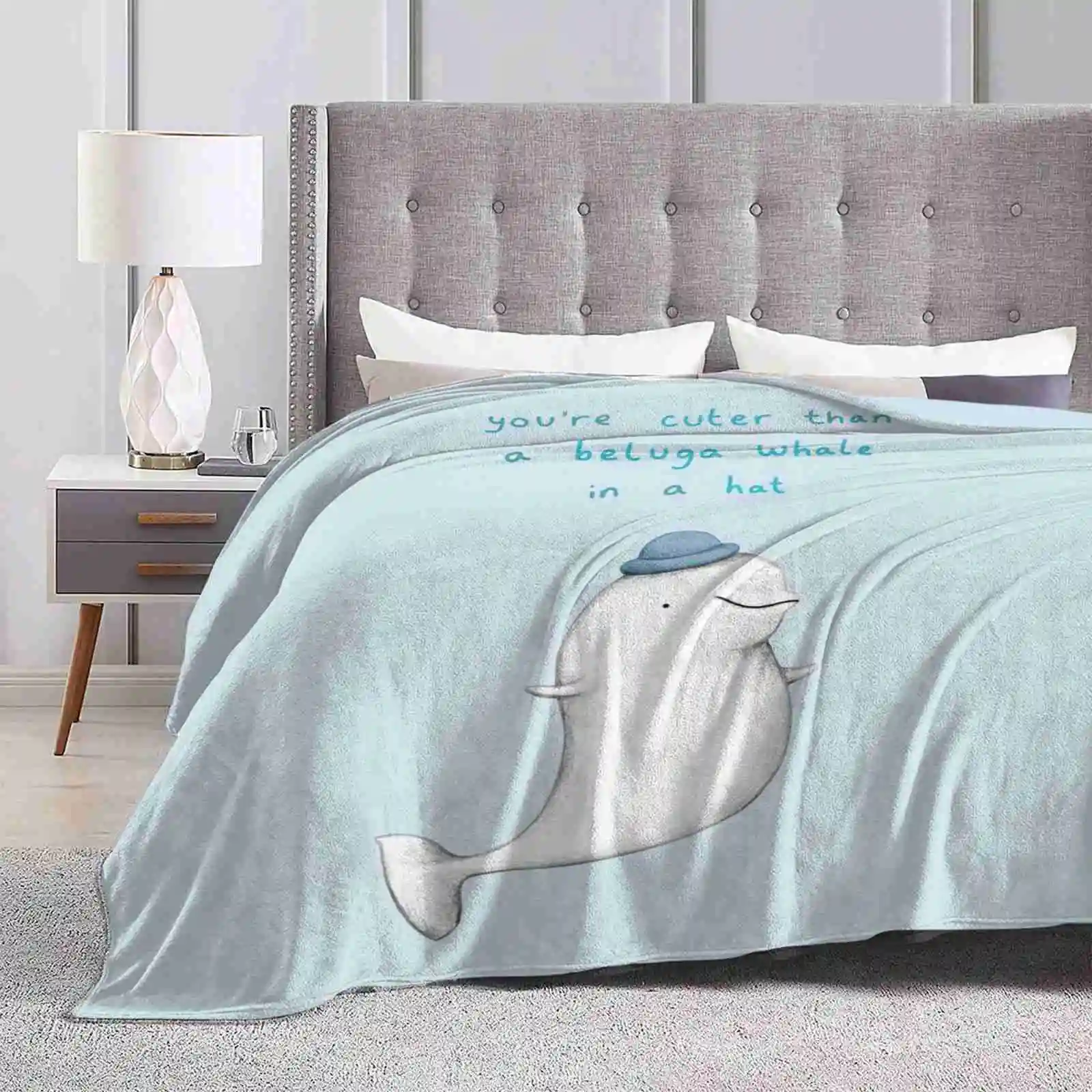 You Cuter Than A Beluga Whale In A Hat New Print Novità Fashion Soft Warm Coperta Cuter Beluga Whale Hat Kawaii Animal Fish