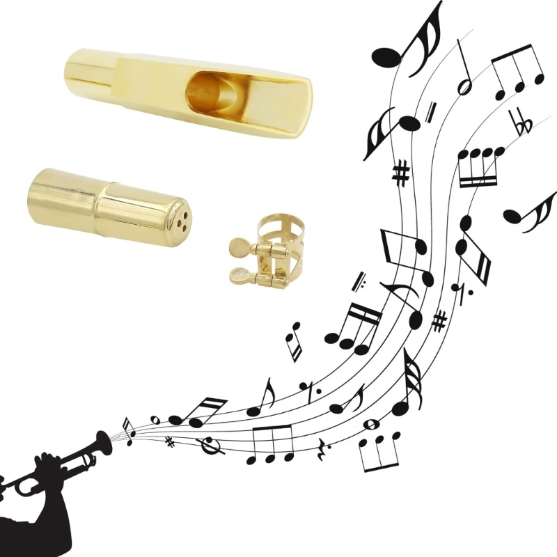 

Alto Saxophone Mouthpiece Kits Includes Saxophone Mouthpiece, Brass Cap, and Metal Ligature Clip Sax Saxophone Parts