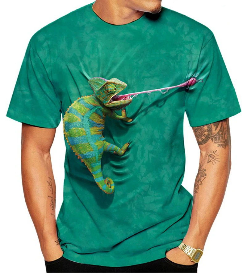 

New Fashion Womens/Mens Chameleon Funny 3D Print Casual Short Sleeve T-Shirt