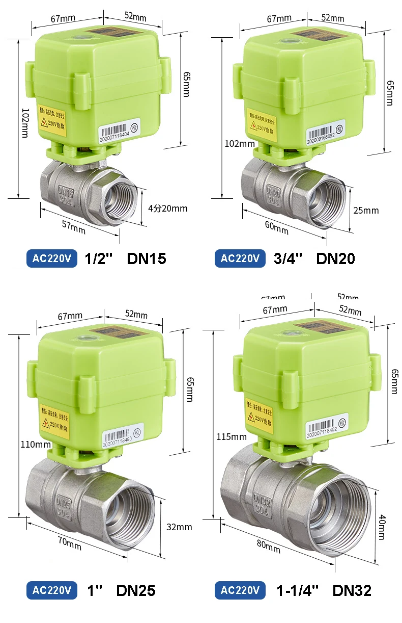 1/2 Zoll 3/4 Zoll 1 Zoll 1-1/4 Zoll Elektrisches Kugelventil mit Signalrückmeldung AC220V DC12V DC24V Motorisierte Kugelventile aus Edelstahl – Detail 6