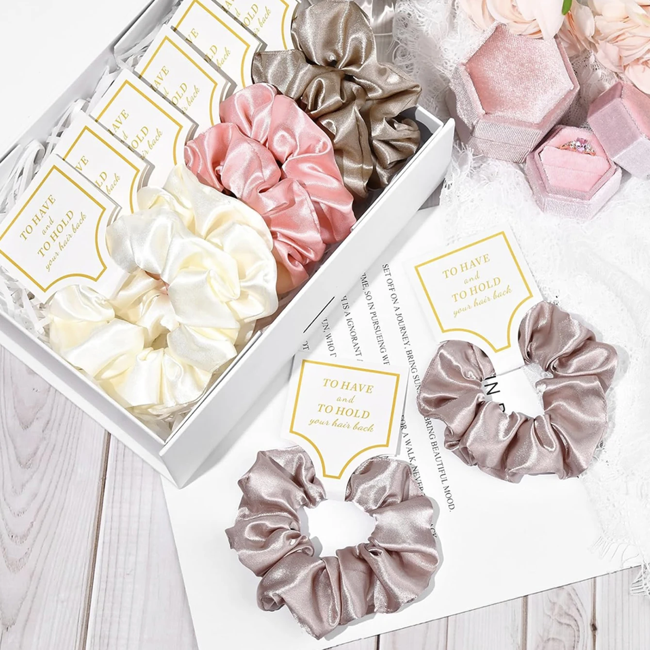 Mutation Haarbänder aus Seidensatin, Geschenke für Brautjungfern, Satin-Haargummis, Haargummis, Junggesellenabschied, Gastgeschenke für die Hochzeit – Detail 2