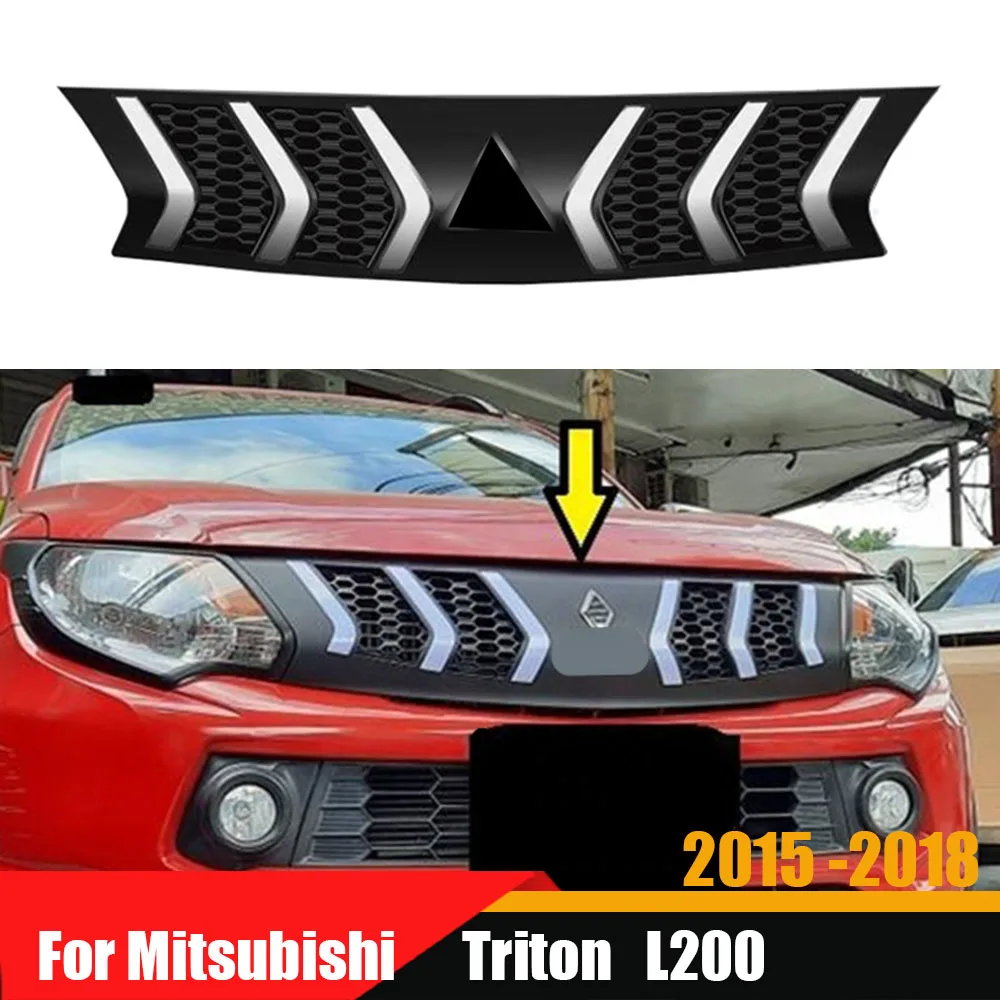 

Offroad Car Modified Spare Front Bumper Grille with Dynamic LED Lights Racing Grilles For Mitsubishi Triton L200 2015 -2018