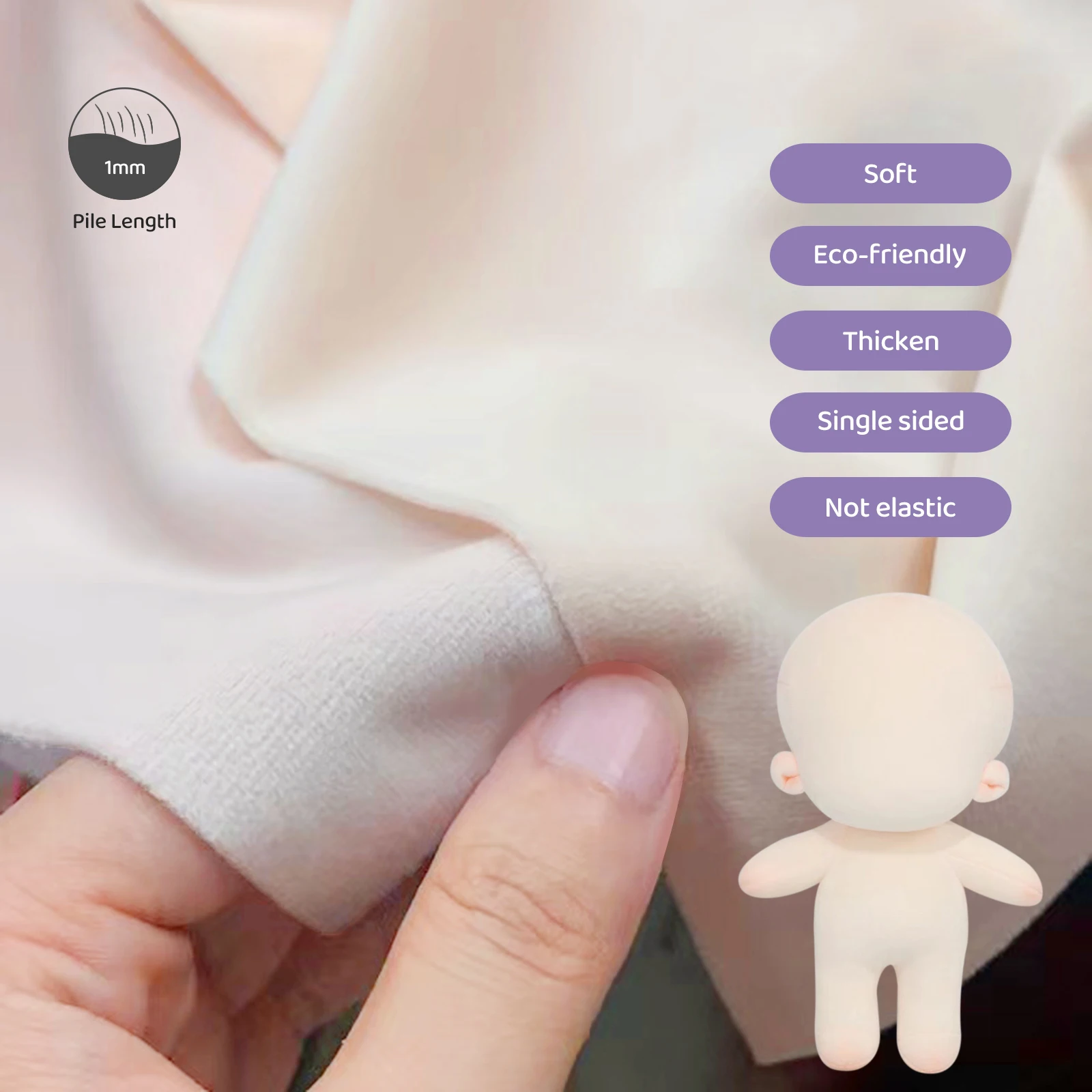 목화 봉제 인형 패브릭 1mm 더미 길이 100% 폴리 에스터 Diy 수제 Velboa 직물 바느질 목화 인형 피부 패브릭