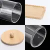 10Oz Cotton Swab/Ball/Pad Holder Vanity Tray Qtip Apothecary Jar Clear Bathroom Container Dispenser for Storage 3 Pack Wood Lids 5