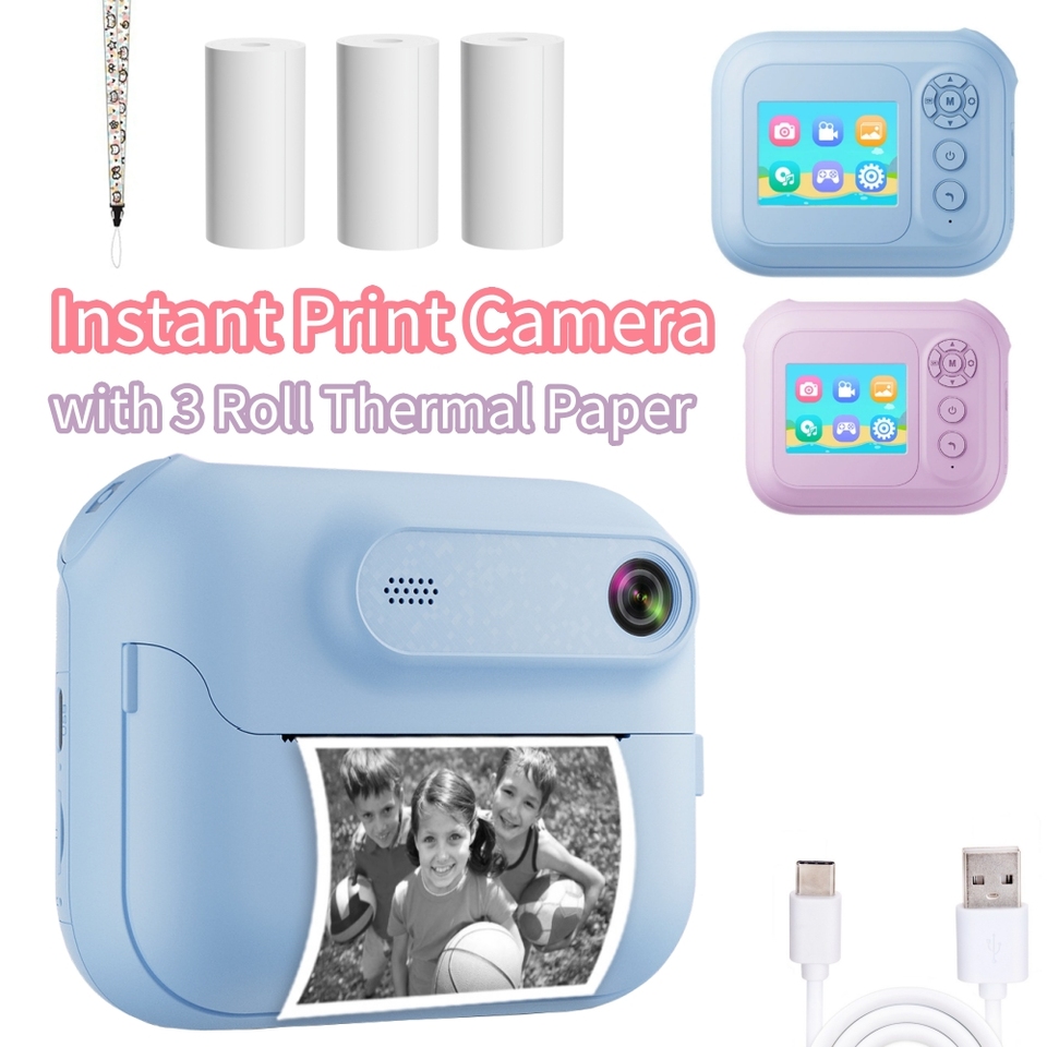 S8 Instant Print Camera for Children 1300mAh Kids Camere Printer 1080P HD Digital Camera for Girls Boys Birthday Gifts