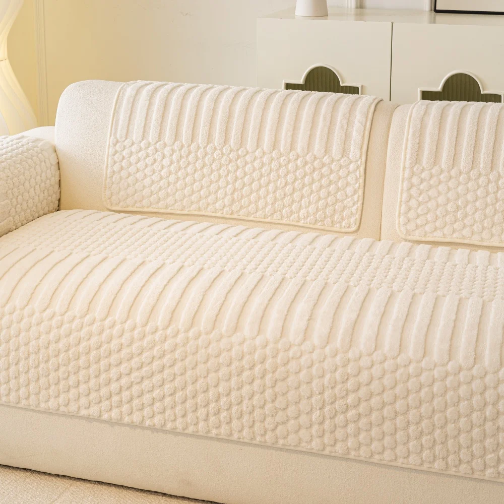 Thicken Warm Geometric Jacquard Fleece Anti-Slip Sofa Cover image 8