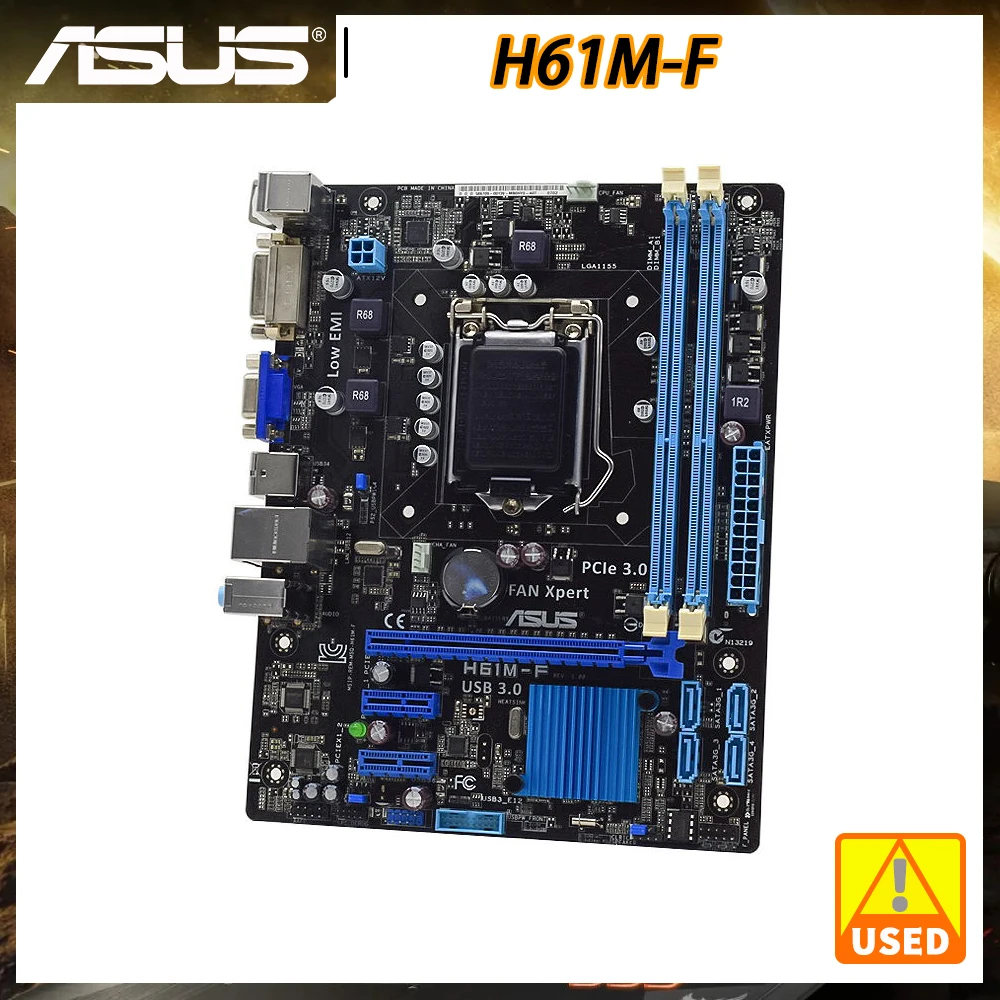 

1155 Motherboard ASUS H61M-F Motherboard DDR3 Support Kit Xeon Core i3 i5 i7 Cpus Intel H61 16GB VGA SATA2 PCI-E X16 Micro ATX