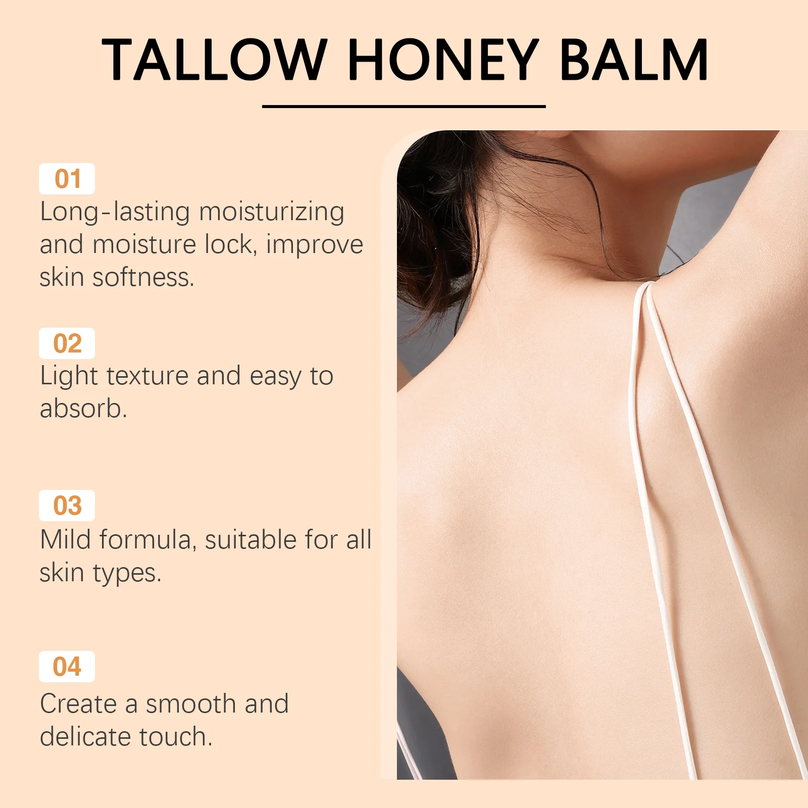 Beef Tallow Honey Moisturizer Grass Fed Whipped Tallow Face Cream Body Lotion Non Greasy Nourishing Fast Absorption Skin Care 4