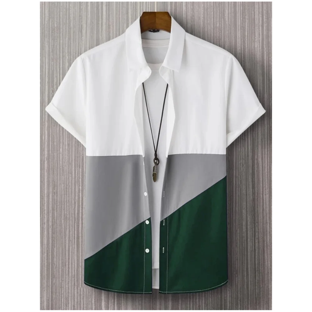 

New Men's Shirt Tops Simple Shirt Fashion Casual Shirt Summer Short Sleeved T-Shirt Mens Loose Oversized Clothing Men Street Tee
