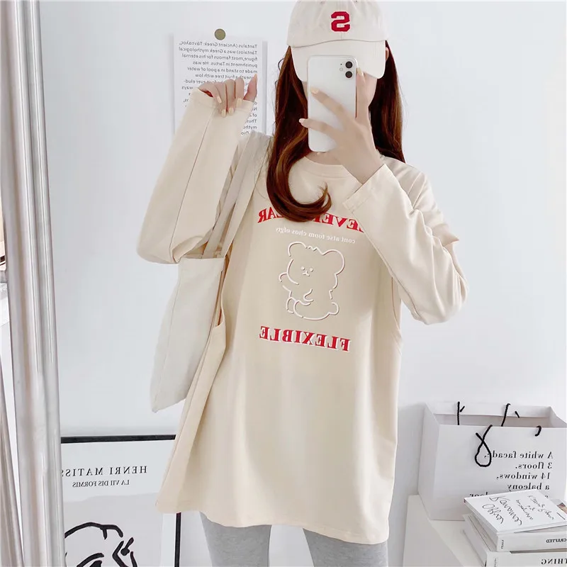 Spring Autumn Outdoor Maternity Clothing Long Sleeve Pregnancy Breastfeeding T Shirt Tops Cartoon Pregnant Women Nursing Clothes 6