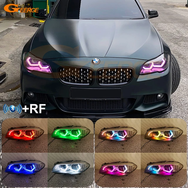 For BMW 5 Series F10 F11 F18 2009 2016 Concept M4 Iconic Style Dynamic Revolving Multi Color RGB LED Angel Eyes Halo Rings