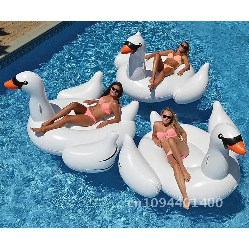 For Adult Pool 60 Inches Giant Inflatable Rose Gold Flamingo Swan Ride-on Summer Toys Swimming Pool Games Water Mattress Floats 5