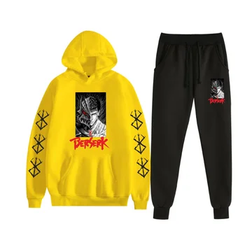 2025Fashion Trend Anime Print Hoodie Set عالية الجودة فضفاضة ومريحة كلاسيكية ريترو رياضية هوديي مجموعة 5