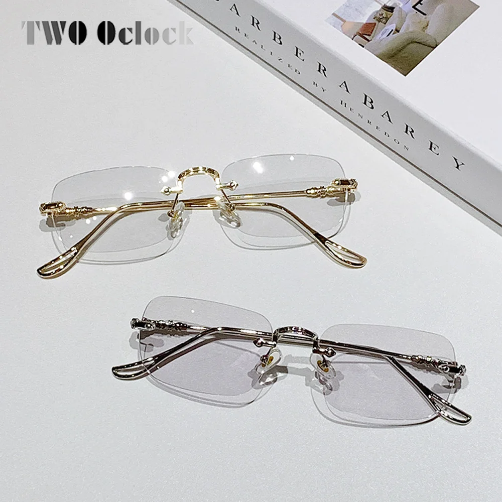 Luxury Photochromic Sunglasses Women Prescription Glasses Graduated Lenses Minus Anti Blue Computer Glasses Transparent Rimless 2
