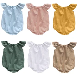 Newborn Infant Baby Girls Romper Simple Solid Sleeveless Cotton Romper Playsuit Jumpsuit