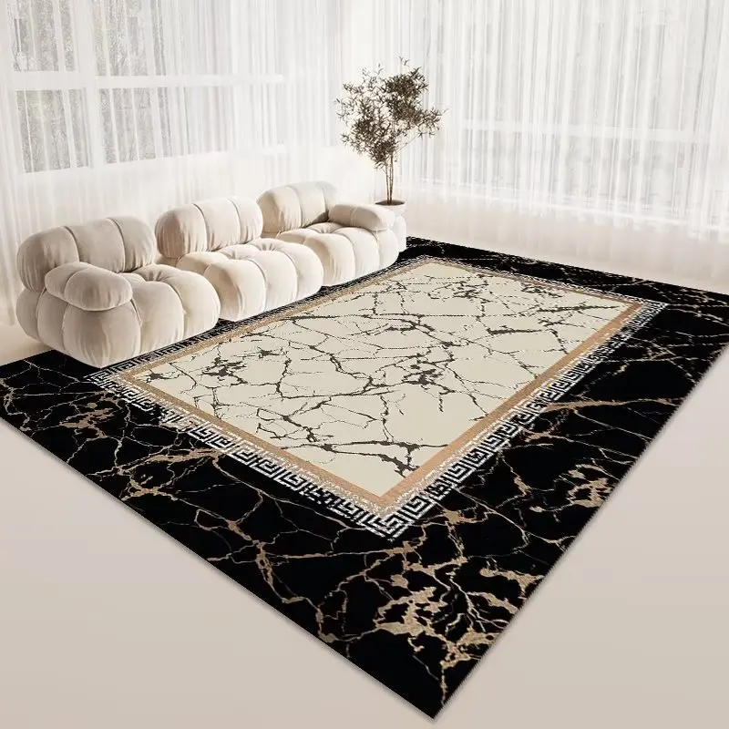 Luxury Gold Area Rug for Living Room Decoration Home Sofa Tables Rugs Non-slip Soft Bedroom Carpet Flannel Washable Mat Bedside