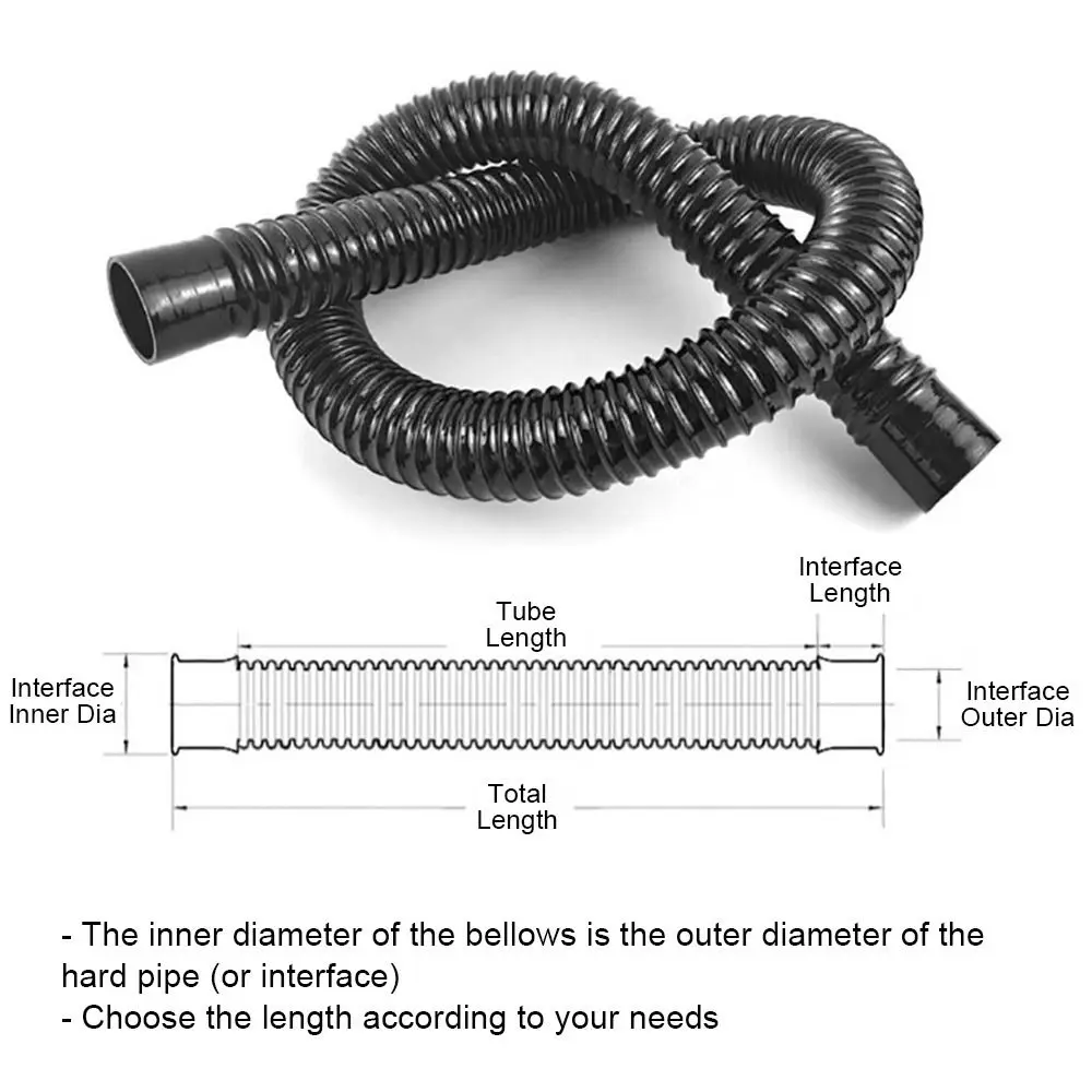 1Pcs I.D 20/25/32/40mm Corrugated Hose Inlet Outlet Hose Rubber Head Aquarium Corrugated Pipe with Clamps Soft Fish Tank Tube