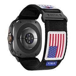 Adjustable Nylon Sport Band Strap for Samsung Galaxy Watch Ultra - 47mm Wrist Accessory Bracelet (Black Red Blue)