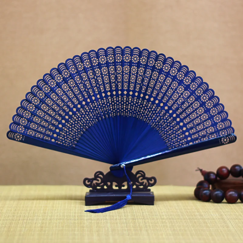 

Chinese Style Full Bamboo Fan Red Archaic Folding Fan Female Folding Fan