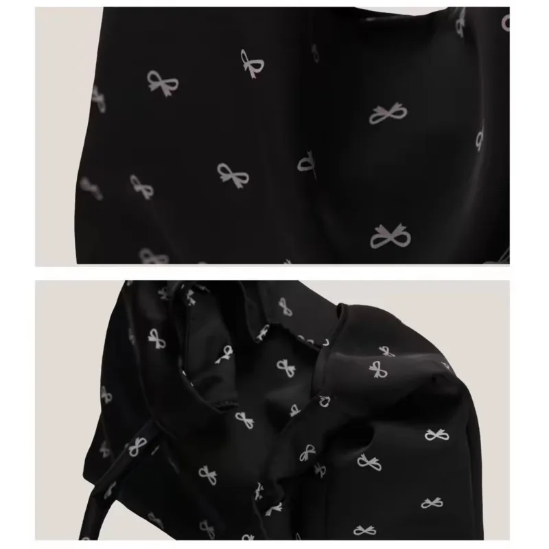 JIAERDI Retro Casual Bow Print Canvas Bag Purse Women Portable Large Capacity Tote Bag Female Shopping Canvas Shoulder Bags New