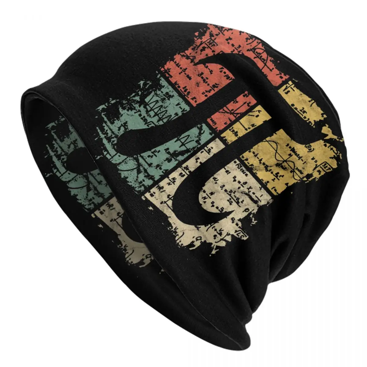 

Retro Square Pi Symbol Bonnet Hats Knitted Hat Cool Street Math Equations Skullies Beanies Hat Men's Women's Warm Dual-use Cap