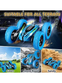 Remote Control Car Double Sided 360°Rotating RC Cars with Headlights Rechargeable Race Stunt Toy Car Christmas Birthday Gifts 4