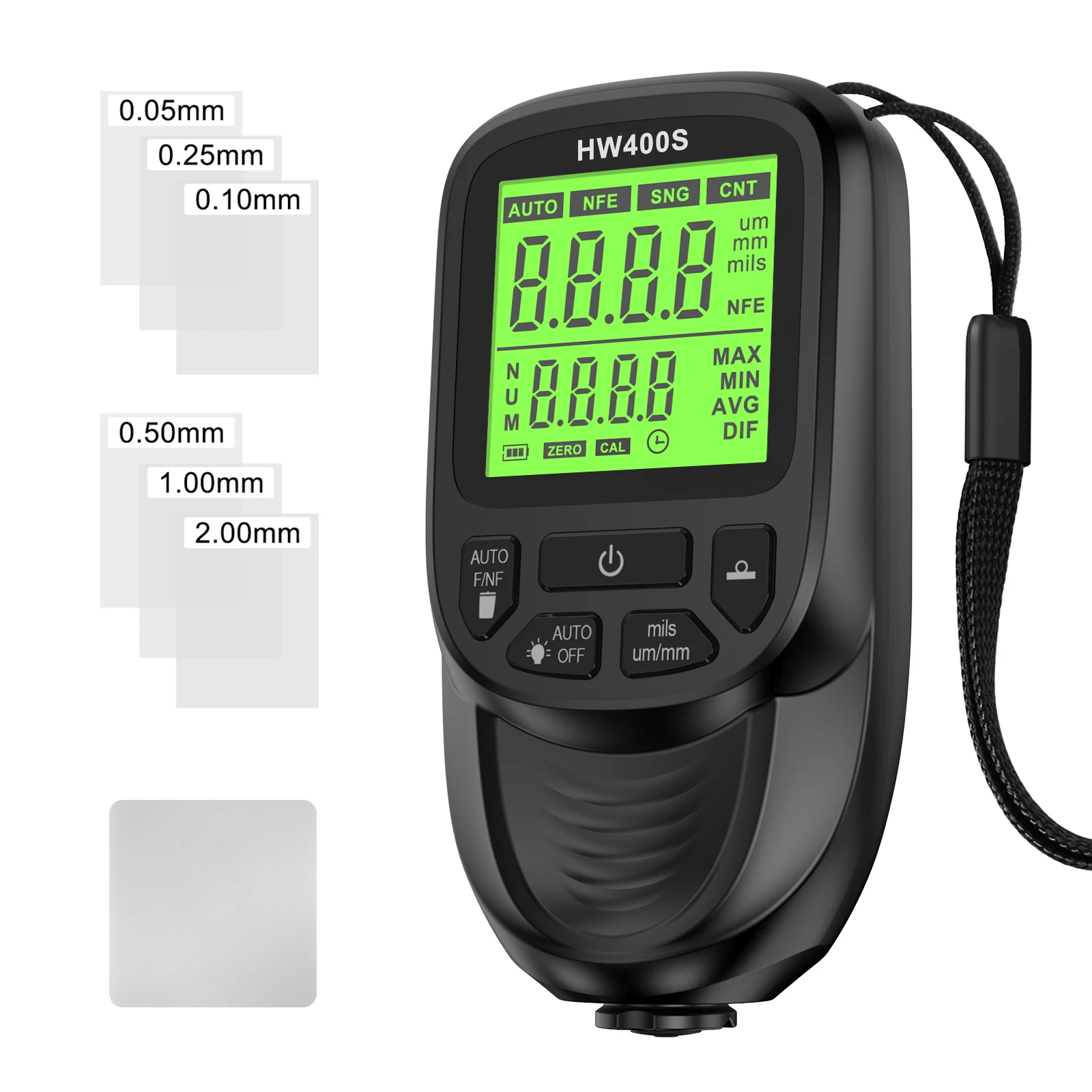 HW400S Electroplate Metal Coating Thickness Gauge Car Paint Tester 0-2000um Fe and NFe Probe Car Paint Coating Thickness Gauge paint coating meter paint thickness gauge thickness gauge