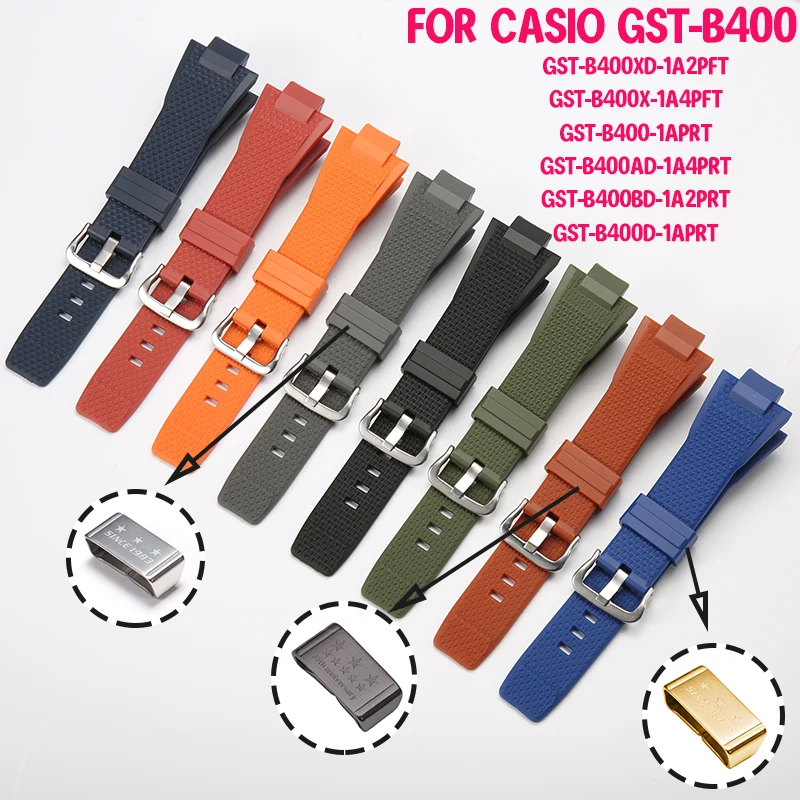 Rubber Strap Suitable For Casio GST-B400 Men's And Women's Sports Waterproof Steel Ring Replacement WristBand Watch Accessories