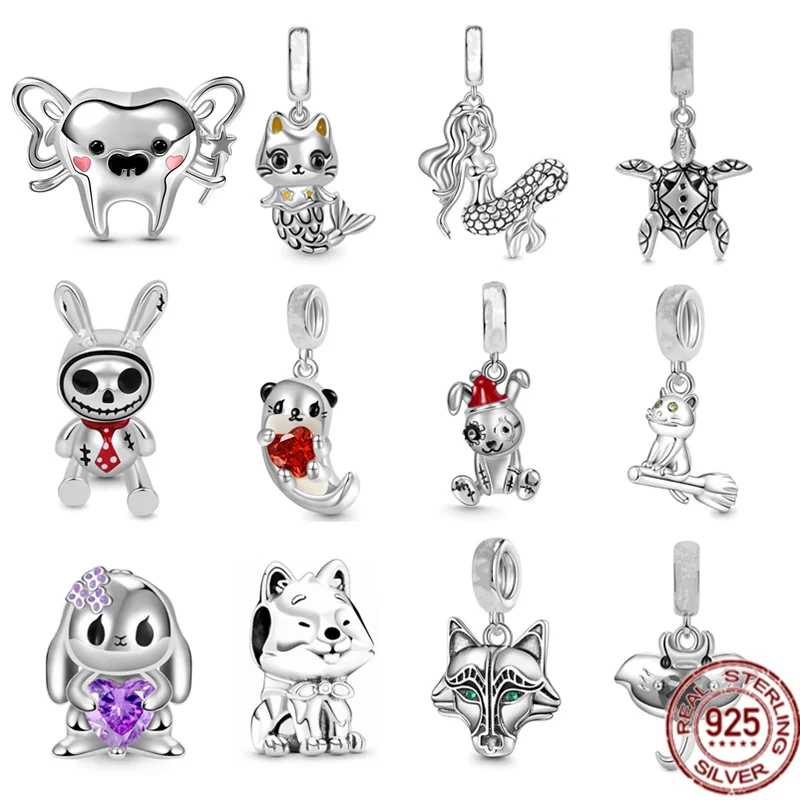 

New Arrivals Tooth Fairy Mermaid Dangle Charm Bead 925 Sterling Silver Jewelry for Women Fit Original Pandora Bracelet Necklace