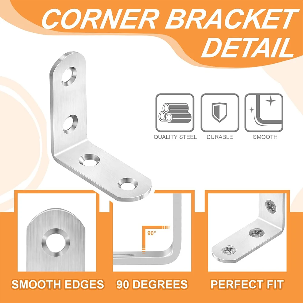 90 Degree Angle Corner Brackets 10/1pcs Stainless Steel Corner Brace Fastener Wall Joint Brackets Hanger For Shelves Table Chair stainless steel angle bracket,furniture hardware,angle bracket,angled furniture hardware,angle connector