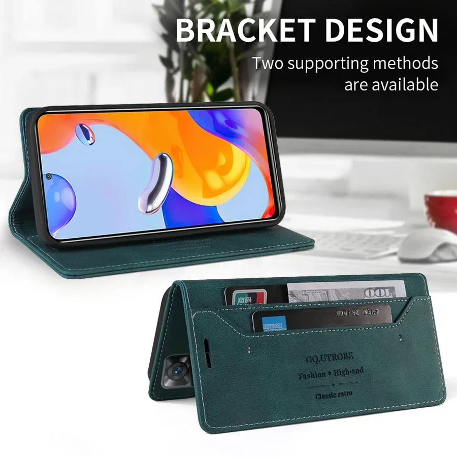 Premium RFID Blocking Magnetic Leather Flip Wallet Case - Stylish and Secure Cover
