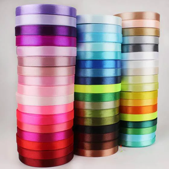 22Meters/Roll 15mm Gold Red Black White Silver Purple Green Pink Silk Satin Ribbons Christmas Halloween Gift Wrapping Decoration