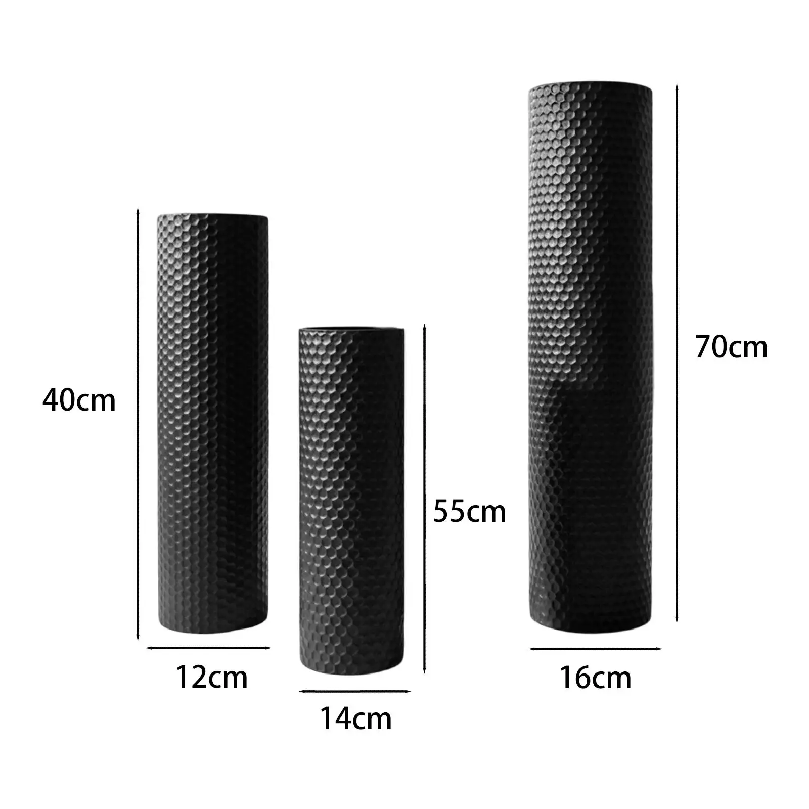 3Pcs Floor Vases Set Decorative Cylinder Vase Home Decor Stable Simple Flower Container for Office Corner Living Room Bedroom