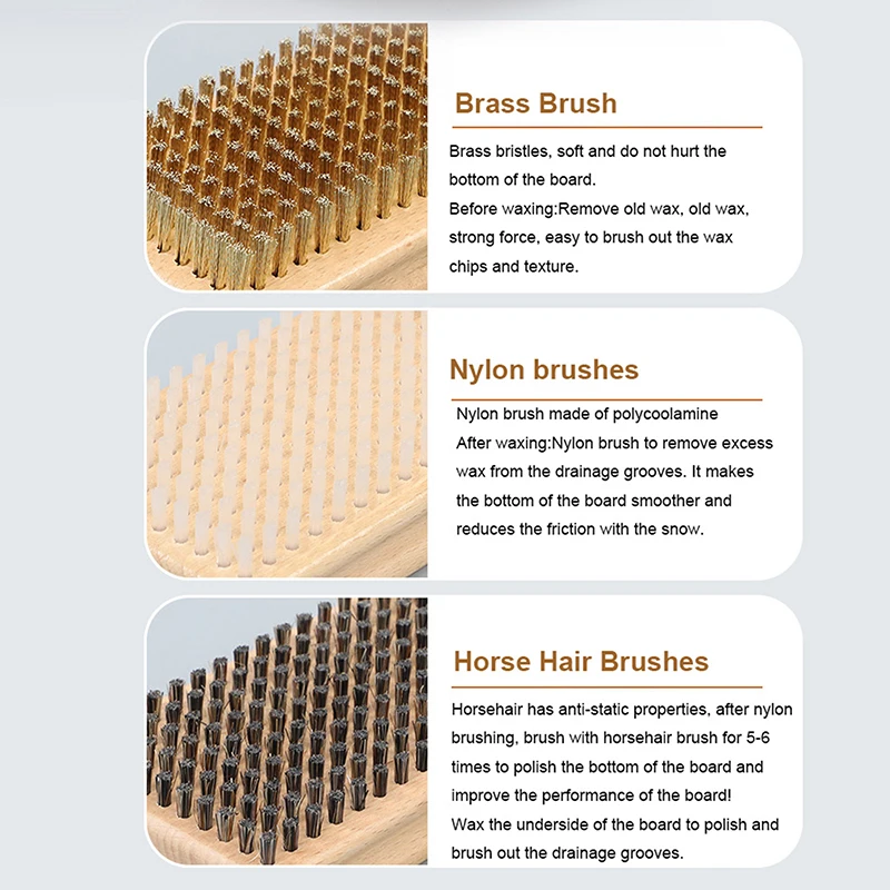 Spazzola Da Sci Strumento Per Snowboard Spazzola Per Cera Da Sci Spazzole Da Sci Snowboard Kit Di Spazzole Per Ceretta Da Sci Accessori Per Snowboard 