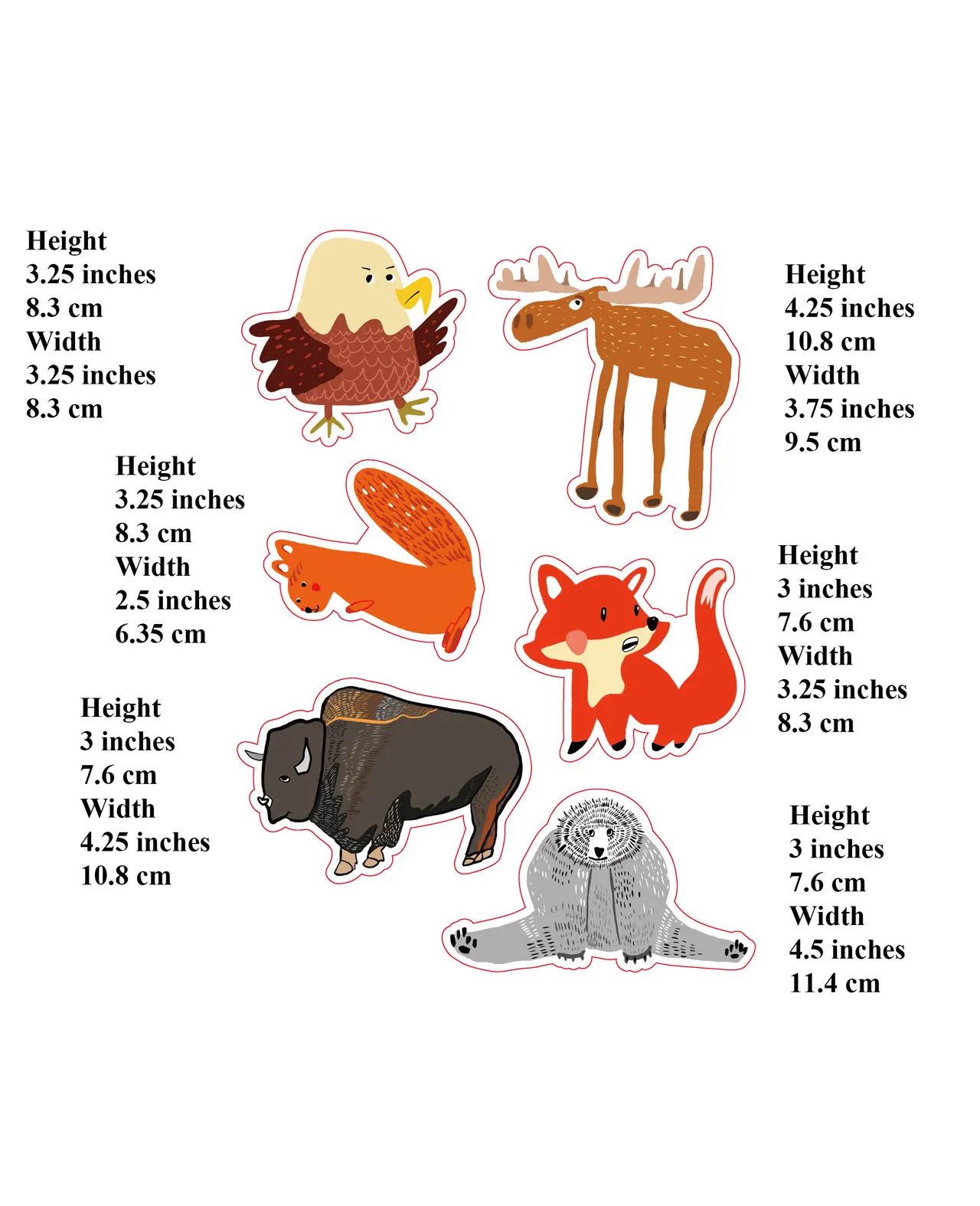 National Park Wildlife Stickers &ndash; Cre8Travel--Fox, Moose, Eagle, American Bison