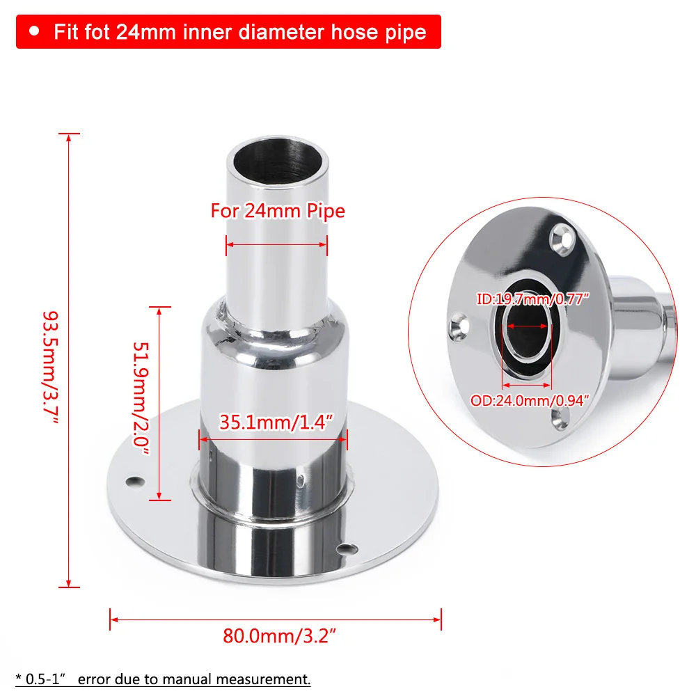 24mm Thru Hull Exhaust Fitting For Boat & Diesel Heater – Stainless Steel 316