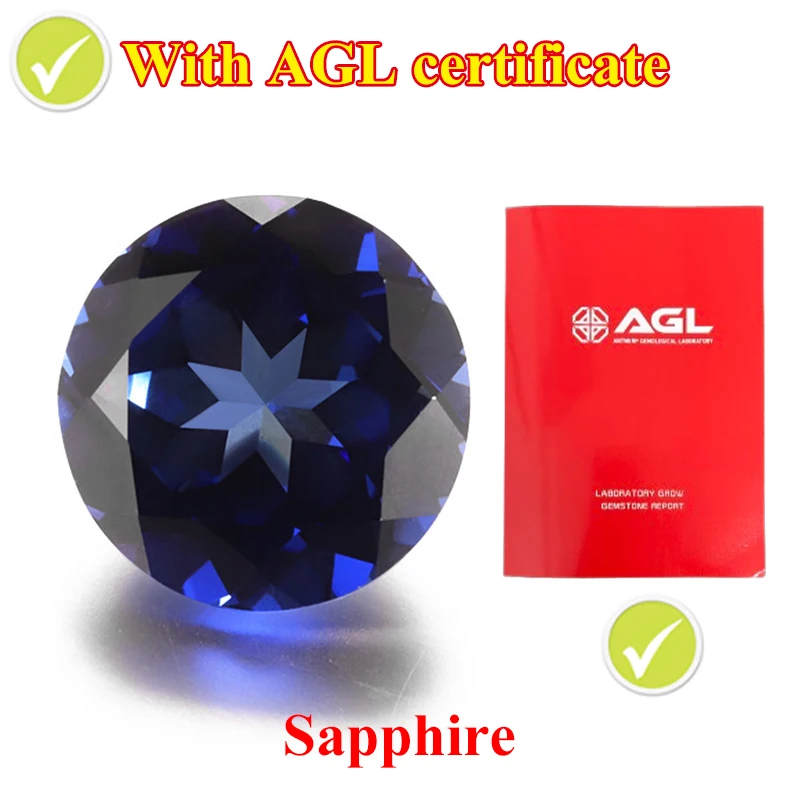DJMAX Sapphire Lab Grown Blue Ruby Loose Gemstones WIth AGL Certificate 1-12mm Top Quality Stones for DIY Jewelry & Watch Making