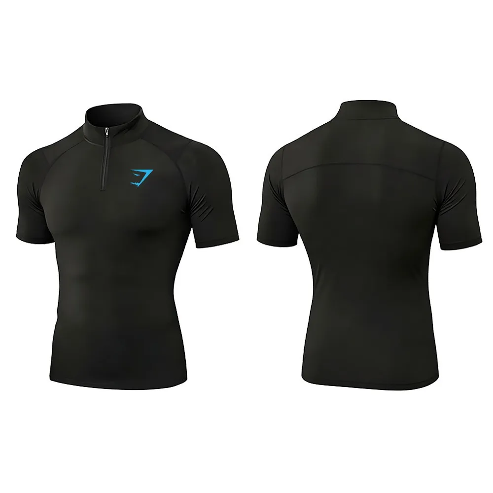 Maglietta a Compressione da Uomo per Bodybuilding, Abbigliamento Sportivo a Manica Corta ad Asciugatura Rapida, T-shirt per Palestra e Corsa - immagine 2