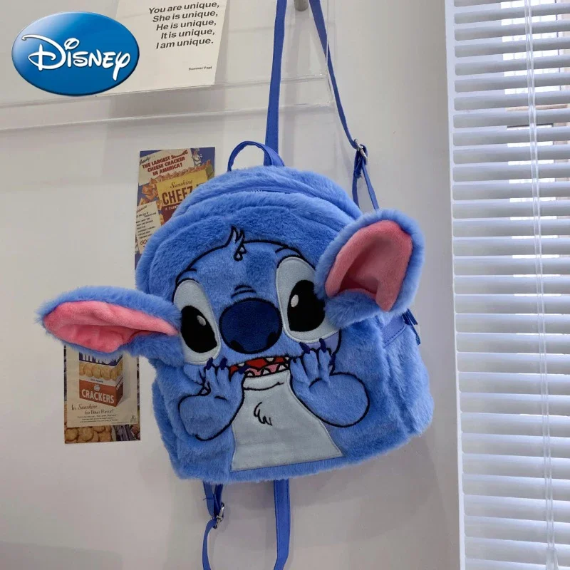 

Новый плюшевый рюкзак Disney Stitch, модный Женский мини-рюкзак с объемным рисунком, вместительный милый детский школьный рюкзак высокого качества