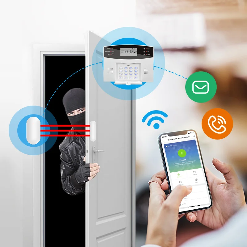 Tuya WiFi Smart Home Alarm System GSM Security Burglar Host 433MHz Wireless Door Window PIR Sensor Smoke Detector Solar Siren security system security alarm wireless alarm smart siren alarm smoke fire detector alarm