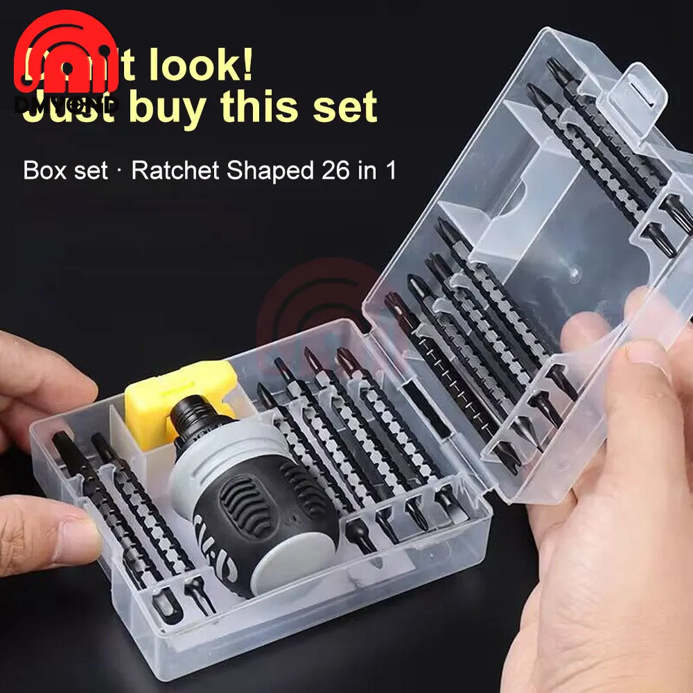 

26 In 1 Carbon Steel Multi-functional Household Maintenance Tool Strong Magnetic Telescopic Screwdriver Ratchet Screwdriver Set
