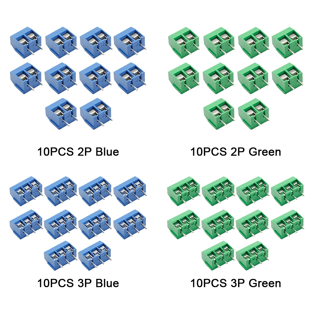10Pcs-PCB-Mount-Screw-Terminal-Block-Connector-Straight-Pin-2P-3P-KF301 ...