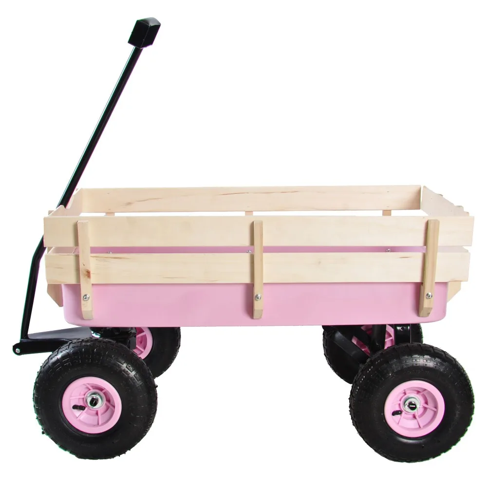 Outdoor Station Wagon All-terrain Pull Wooden Railing Pneumatic Tire Children's Garden Carts