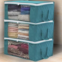 Large Capacity Storage Folding Box Zipper Cover Transparent Organizer Bedroom Shelf Wardrobe Clothes Toy Cabinet Container Box 1
